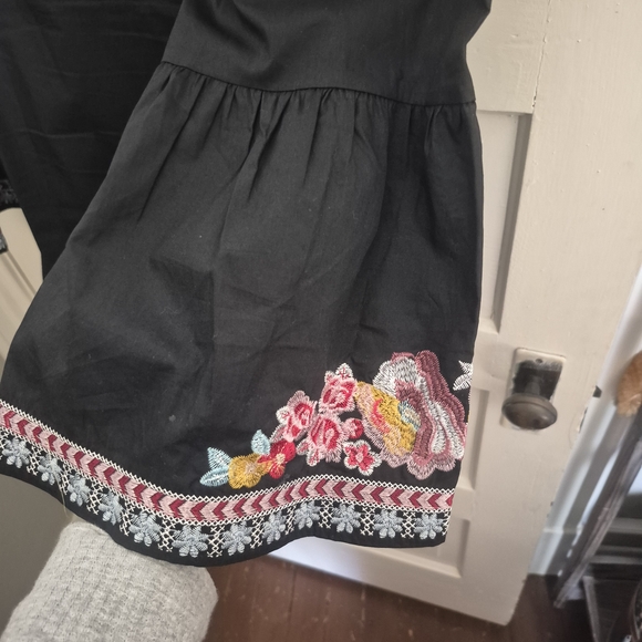 Boho Embroidered Cotton Tunic Top 2XL Black Floral Peasant Johnny Was Style - Picture 6 of 6